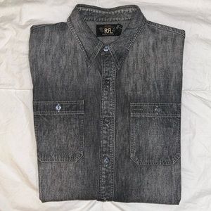 Ralph Lauren Double RL Black Indigo Dyed Denim Workshirt